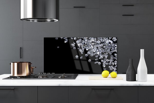 Panou sticla bucatarie Diamante Art Negru Gri Alb