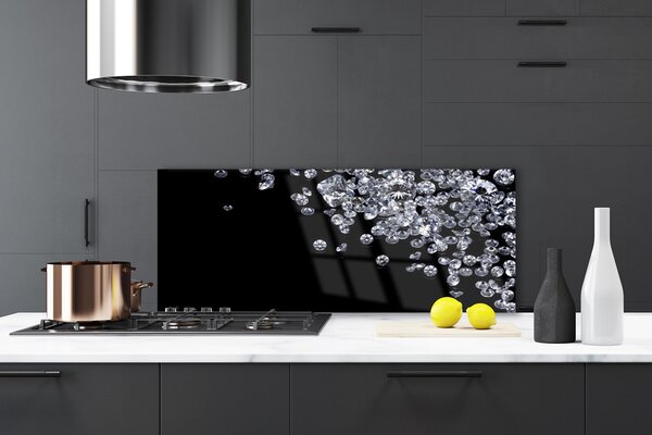 Panou sticla bucatarie Diamante Art Negru Gri Alb
