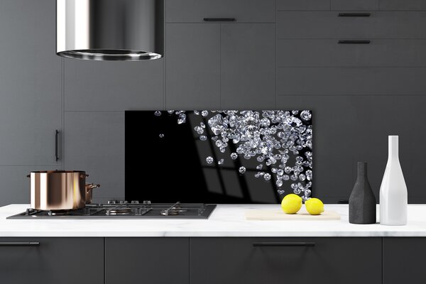 Panou sticla bucatarie Diamante Art Negru Gri Alb