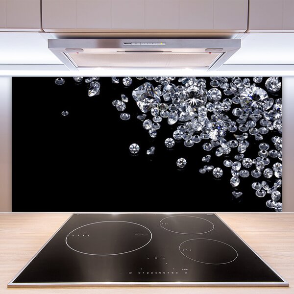 Panou sticla bucatarie Diamante Art Negru Gri Alb