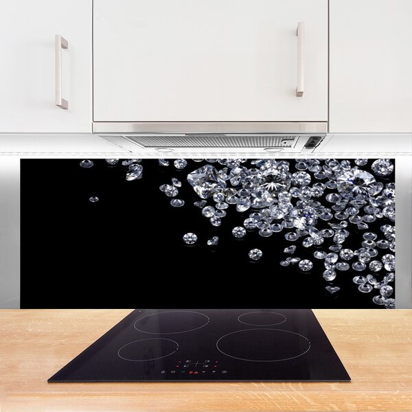 Panou sticla bucatarie Diamante Art Negru Gri Alb