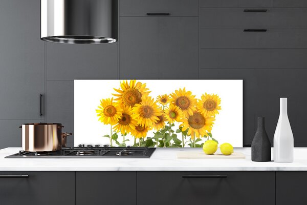 Panou sticla bucatarie Floarea soarelui Floral aur galben verde
