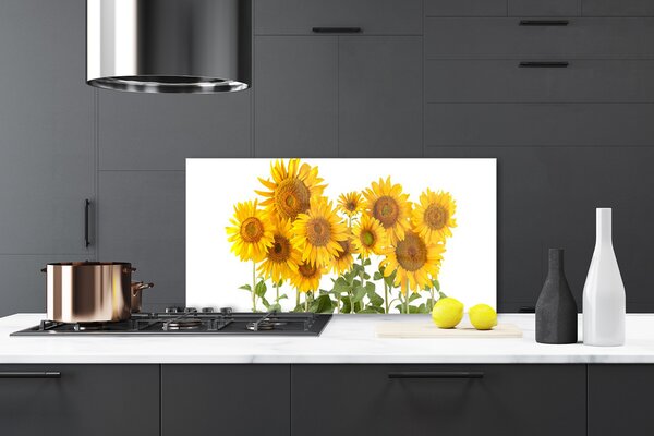 Panou sticla bucatarie Floarea soarelui Floral aur galben verde
