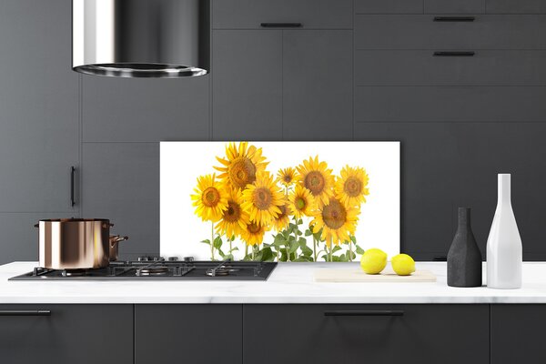 Panou sticla bucatarie Floarea soarelui Floral aur galben verde
