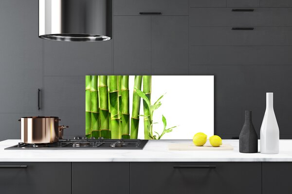 Panou sticla bucatarie Bamboo Floral Verde Alb