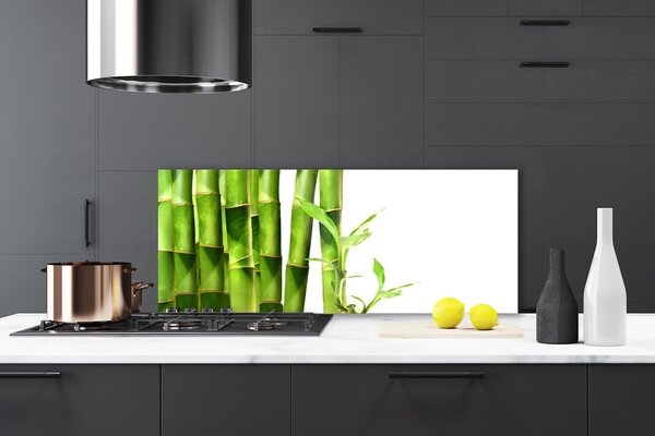 Panou sticla bucatarie Bamboo Floral Verde Alb