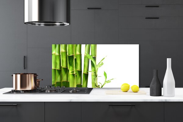 Panou sticla bucatarie Bamboo Floral Verde Alb