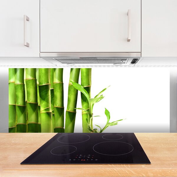 Panou sticla bucatarie Bamboo Floral Verde Alb
