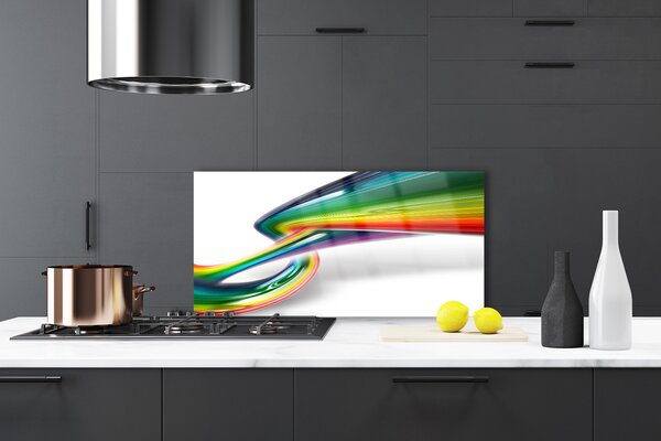 Panou sticla bucatarie Rezumat Rainbow Art Roșu Galben Verde Albastru