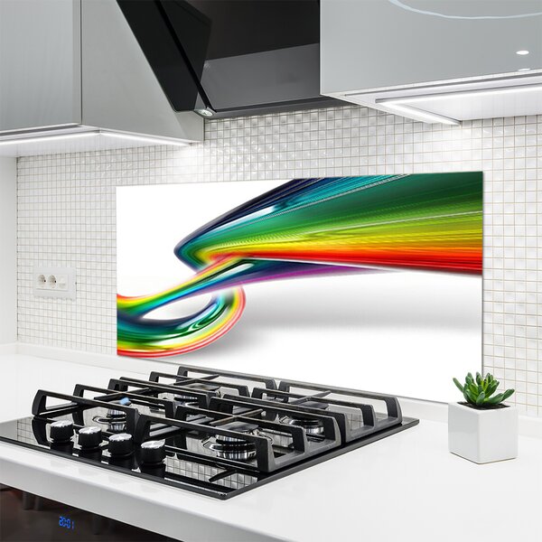 Panou sticla bucatarie Rezumat Rainbow Art Roșu Galben Verde Albastru