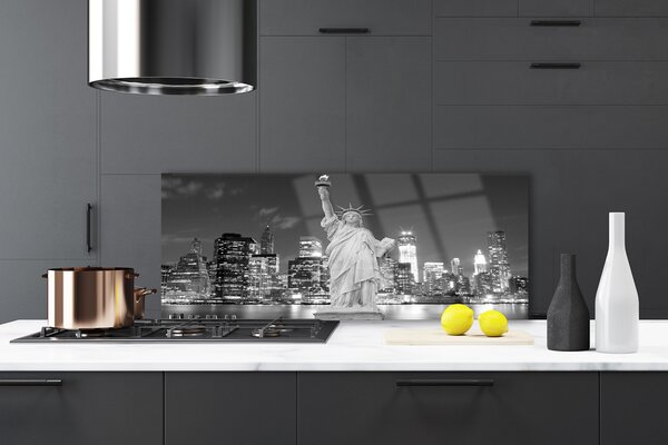 Panou sticla bucatarie Statuia Libertății din New York Case Gray