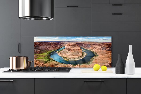 Panou sticla bucatarie Grand Canyon River Peisaj Roșu Albastru Verde