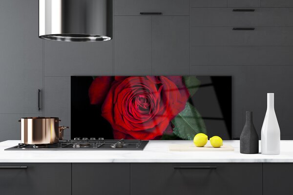 Panou sticla bucatarie Rose Floral Roșu Verde Negru