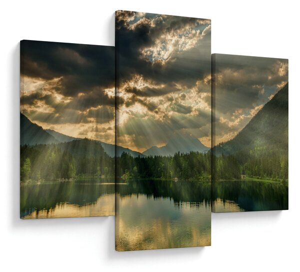 Tablou cu lac și soarele translucid (90x60 cm)