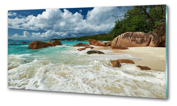 Sticlă pentru bucătărie plaja Seychelles