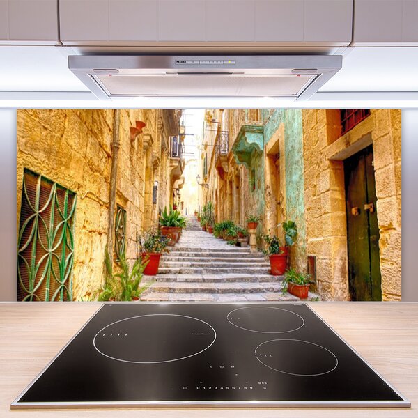 Panou sticla bucatarie Old Town Street Case Multi