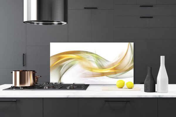 Panou sticla bucatarie Abstract Art aur galben