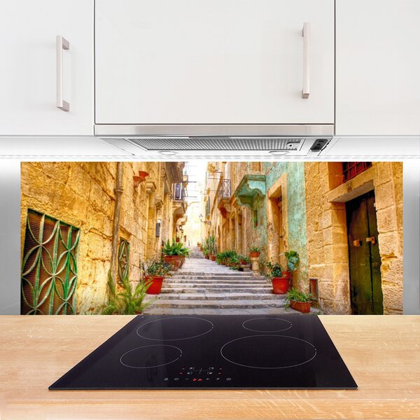 Panou sticla bucatarie Old Town Street Case Multi