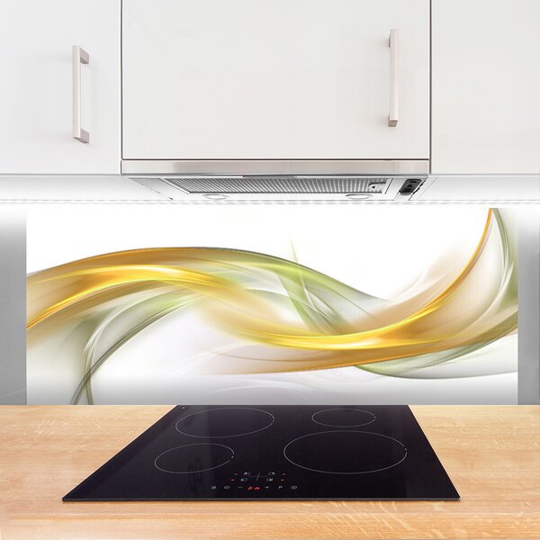 Panou sticla bucatarie Abstract Art aur galben
