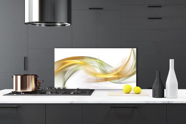 Panou sticla bucatarie Abstract Art aur galben