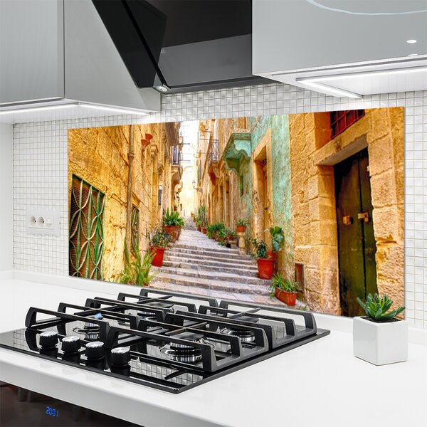 Panou sticla bucatarie Old Town Street Case Multi