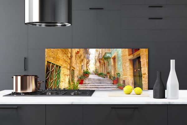 Panou sticla bucatarie Old Town Street Case Multi