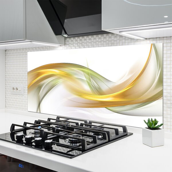 Panou sticla bucatarie Abstract Art aur galben