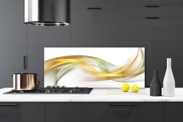 Panou sticla bucatarie Abstract Art aur galben