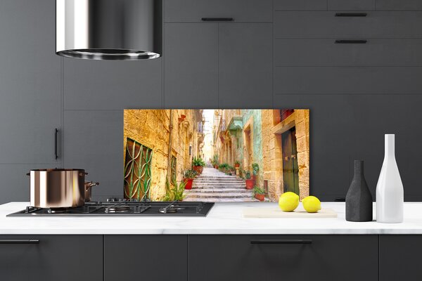 Panou sticla bucatarie Old Town Street Case Multi