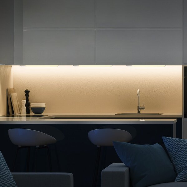 B.K. Licht Lumină LED pentru dulap inferior Kniff argintiu, lungime 57,5 cm, 3.000 K, Metalic, Bucătărie, Metal