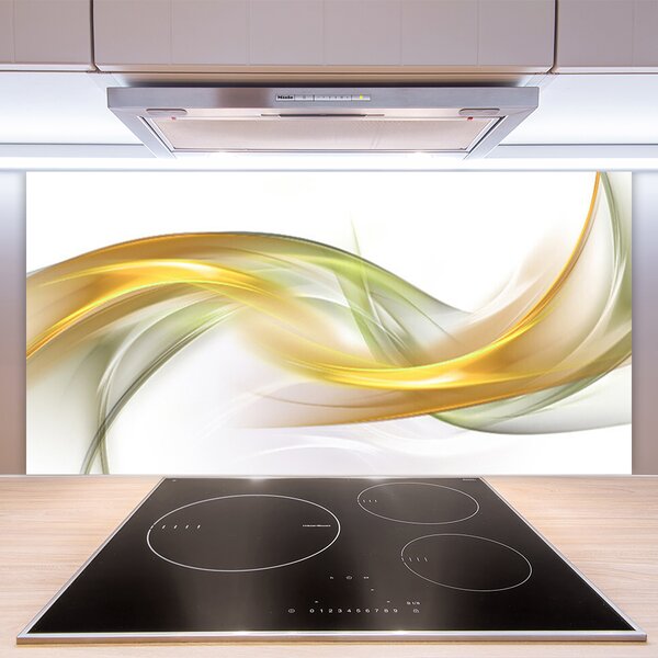 Panou sticla bucatarie Abstract Art aur galben