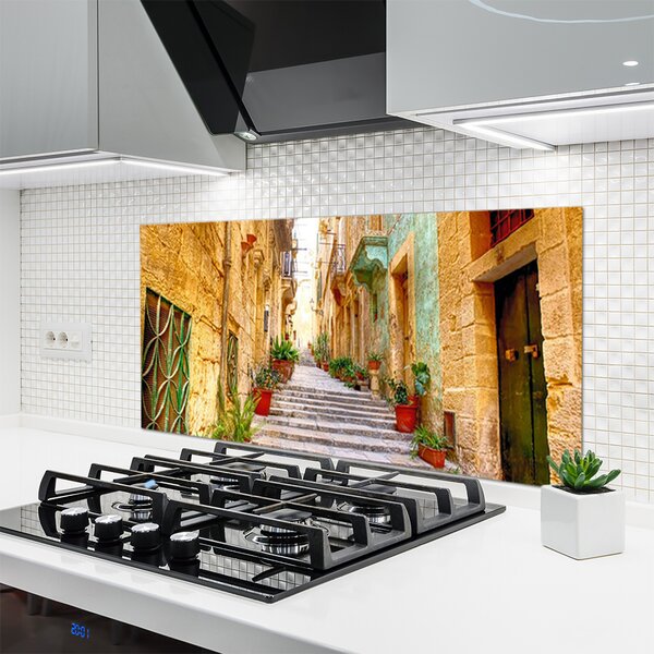 Panou sticla bucatarie Old Town Street Case Multi