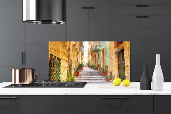 Panou sticla bucatarie Old Town Street Case Multi