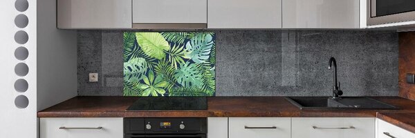 Panou sticla securizata bucatarie frunze tropicale