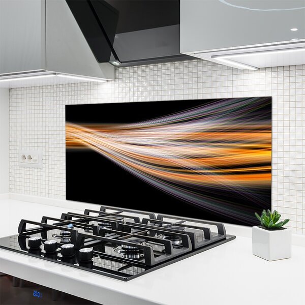 Panou sticla bucatarie Abstract Art Negru Gri Portocaliu