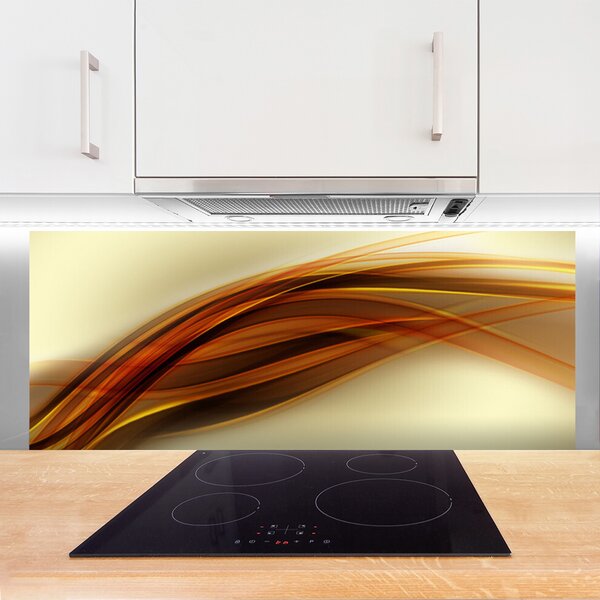 Panou sticla bucatarie Abstract Art Alb Portocaliu Maro
