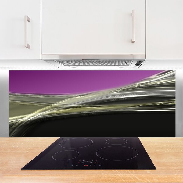 Panou sticla bucatarie Abstract Art Violet Gri Negru