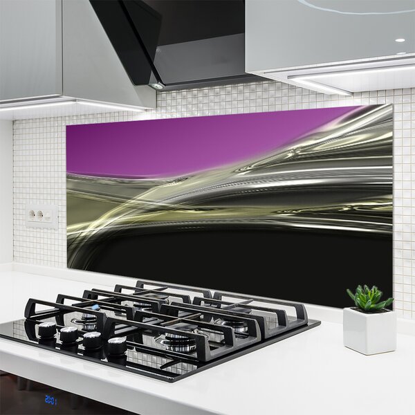 Panou sticla bucatarie Abstract Art Violet Gri Negru