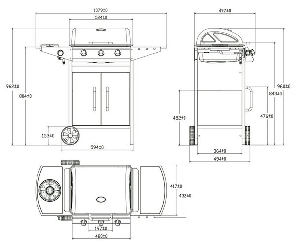 Grătar BBQ pe gaz cu arzător lateral Avenberg BOSTON