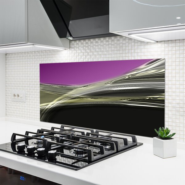 Panou sticla bucatarie Abstract Art Violet Gri Negru