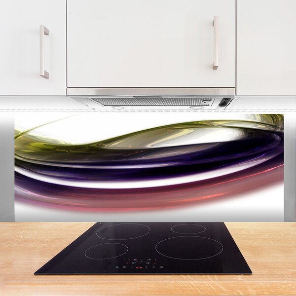 Panou sticla bucatarie Abstract Art Violet Roz Alb