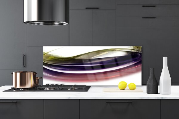 Panou sticla bucatarie Abstract Art Violet Roz Alb