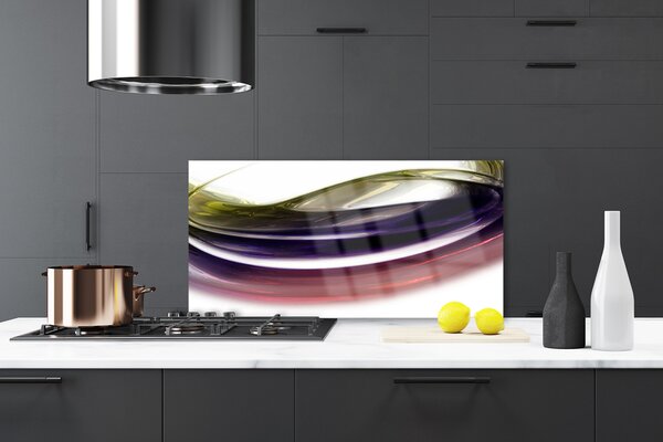 Panou sticla bucatarie Abstract Art Violet Roz Alb