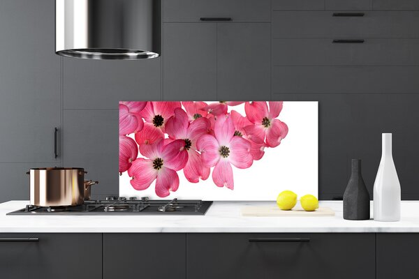 Panou sticla bucatarie Flori Floral Roz Alb