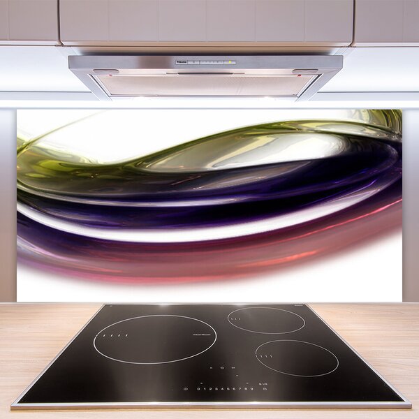 Panou sticla bucatarie Abstract Art Violet Roz Alb