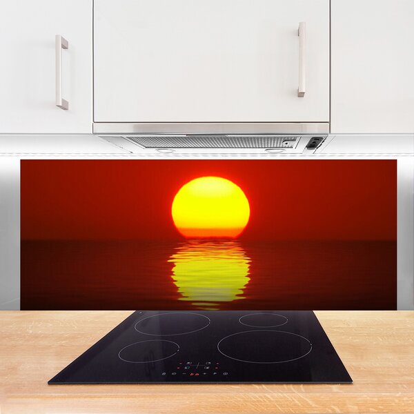 Panou sticla bucatarie Sea Sunset Peisaj Orange Galben