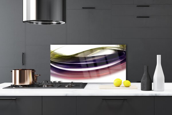 Panou sticla bucatarie Abstract Art Violet Roz Alb