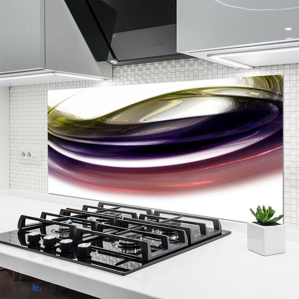 Panou sticla bucatarie Abstract Art Violet Roz Alb