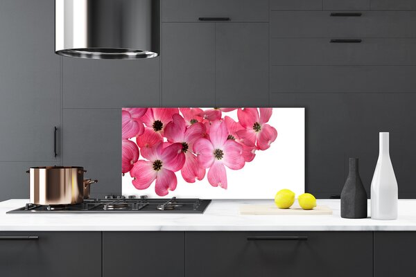Panou sticla bucatarie Flori Floral Roz Alb