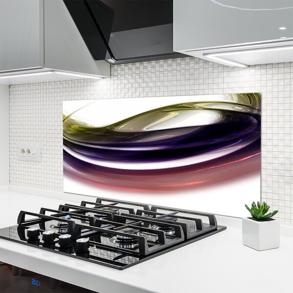 Panou sticla bucatarie Abstract Art Violet Roz Alb